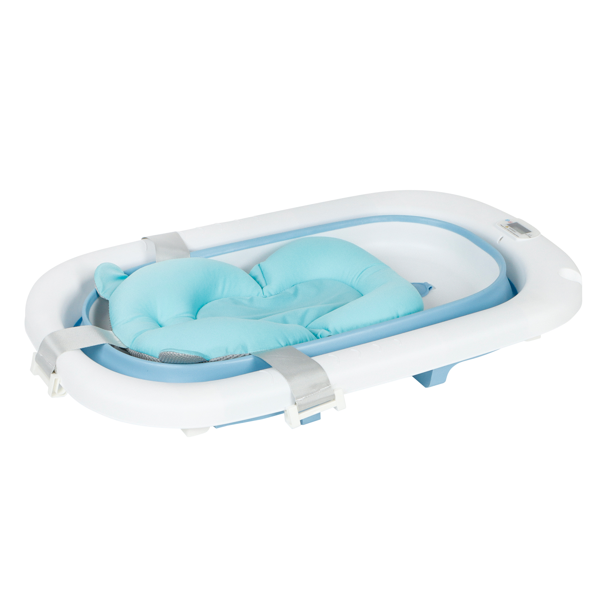 Tina Bañera De Baño Plegable Portátil Para Bebés Termómetro AZUL.