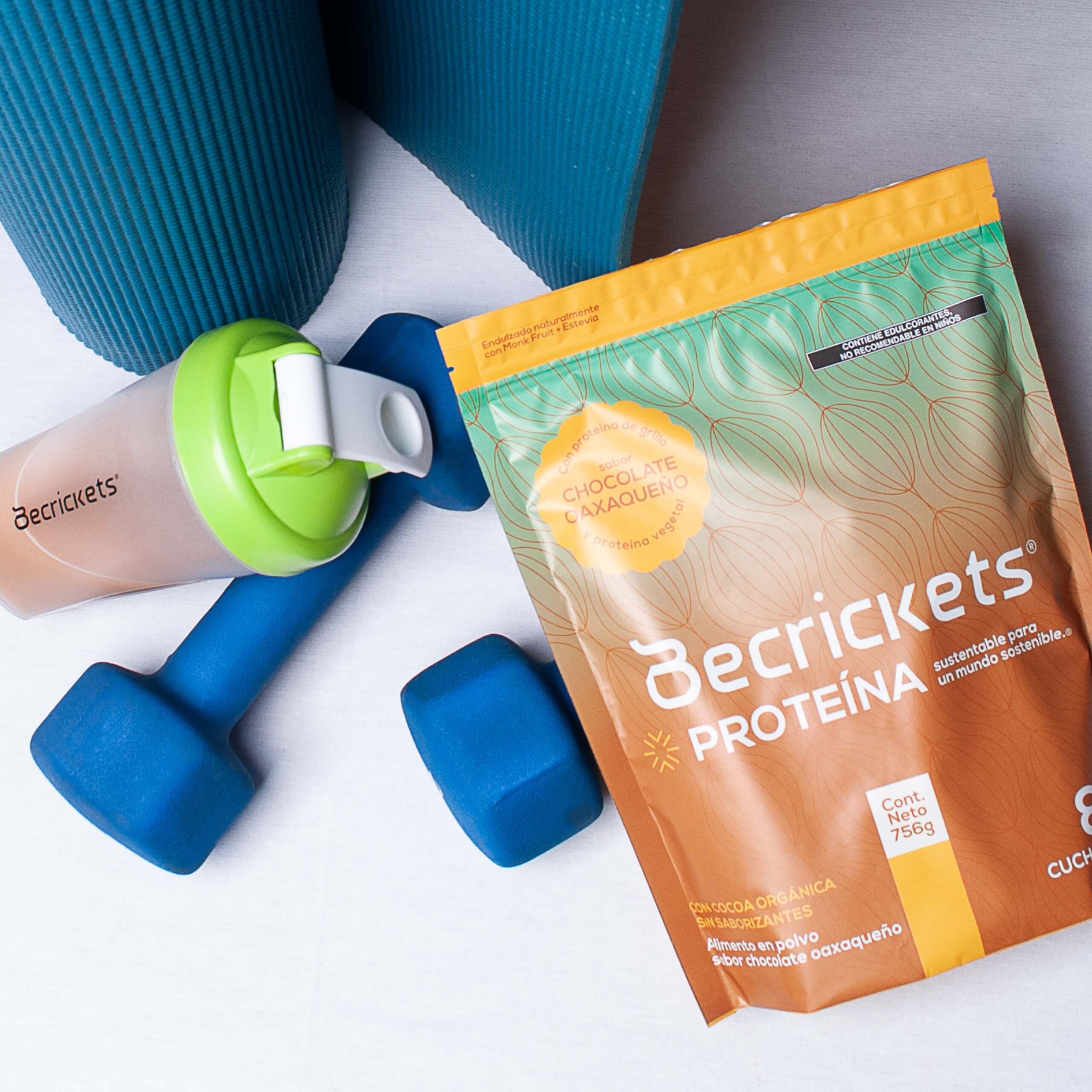 BeCrickets | Hecho en México | Proteína de Grillo + Vegetal | Sabor Chocolate Mexicano | 18 g de Proteína | Alternativa Proteína Vegana | 28 porciones | 756 g