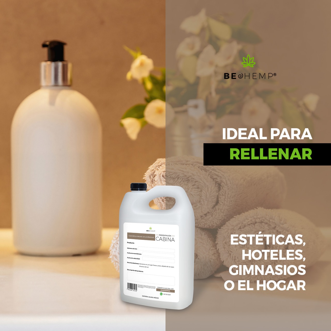 Crema corporal liquida de vainilla 1 galón Beohemp