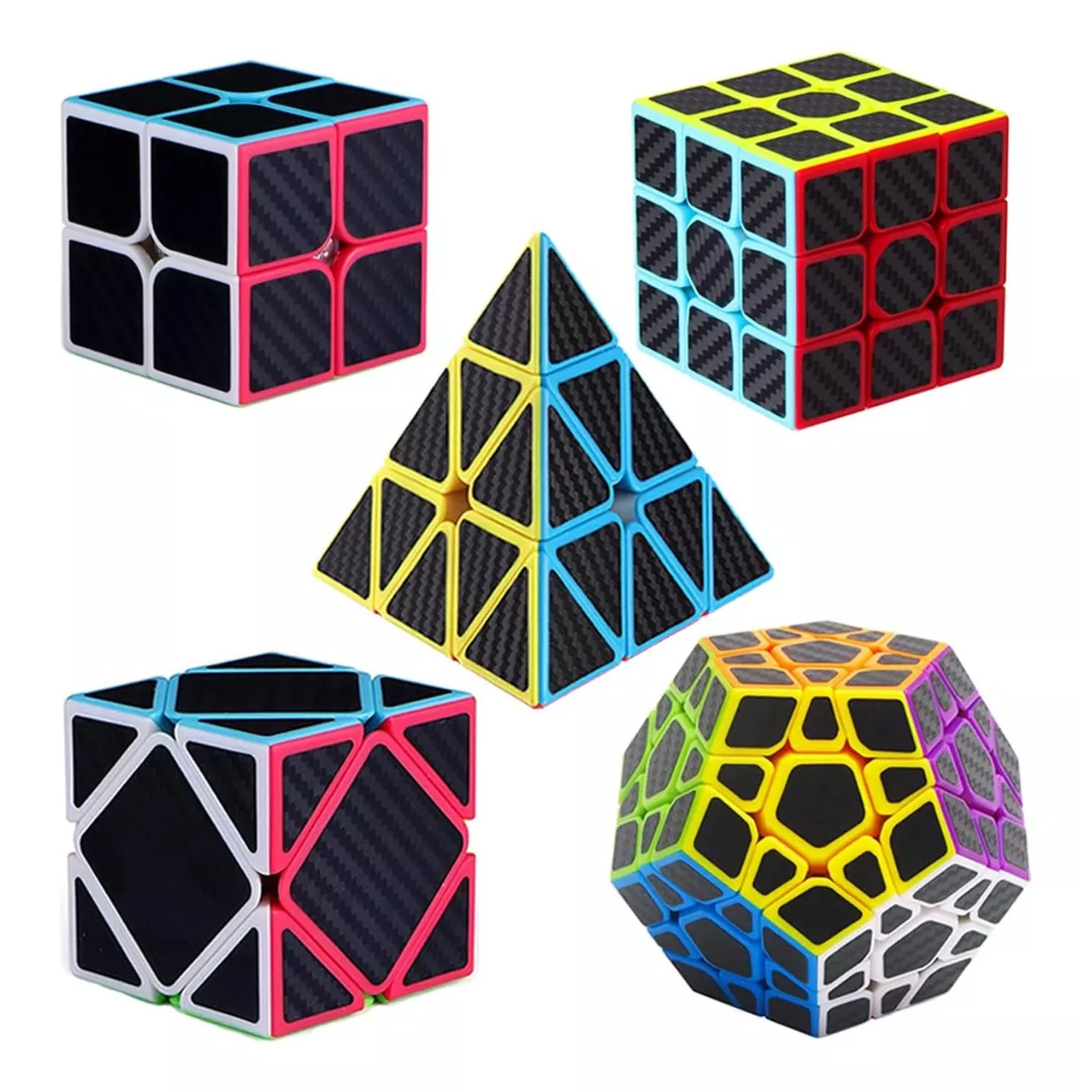 Paquete 5 Cubos Cobra 2x2 3x3 Megaminx Pyraminx Y Skewb.