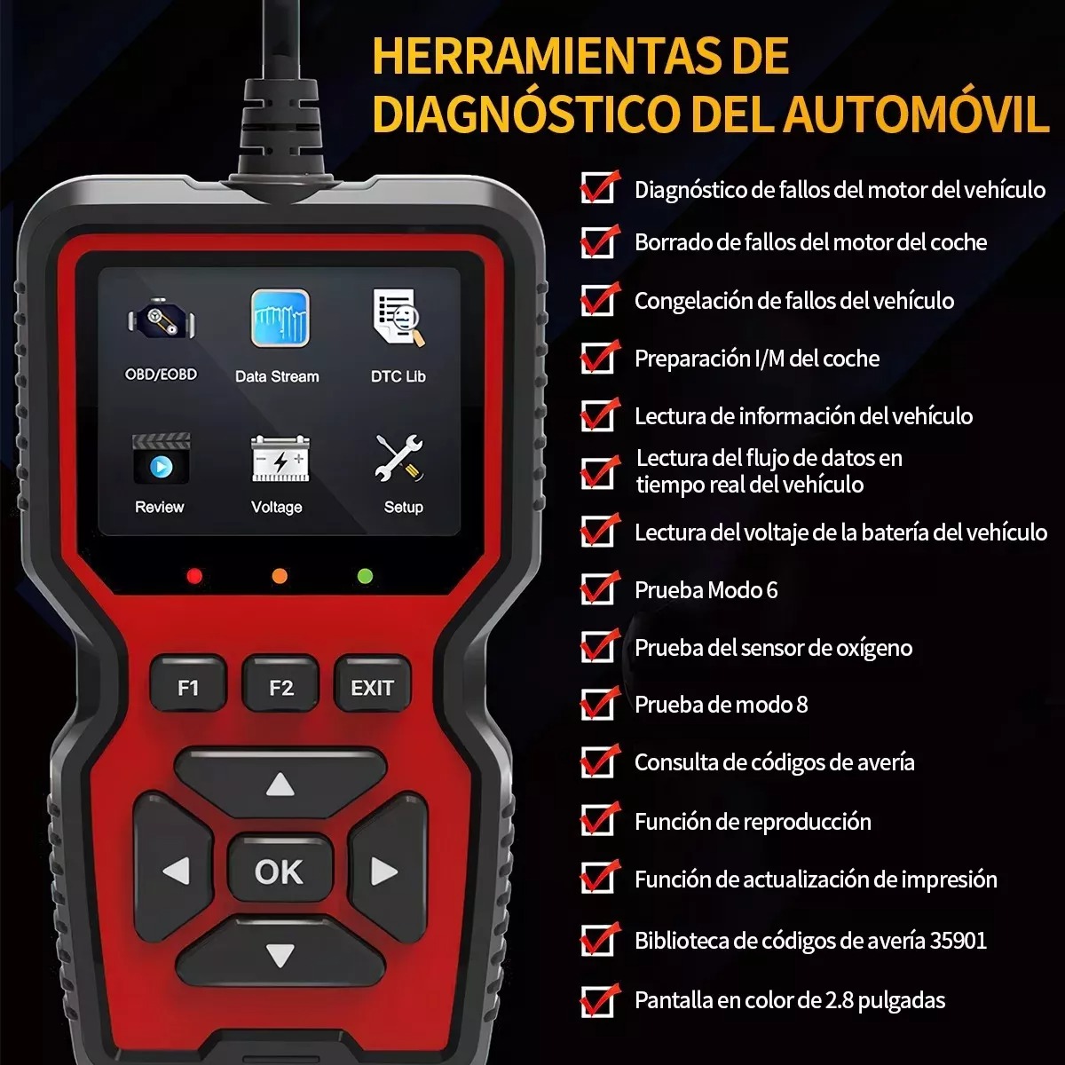 Escaner Automotriz V519 Obd2 Multifuncional 35901 Código.