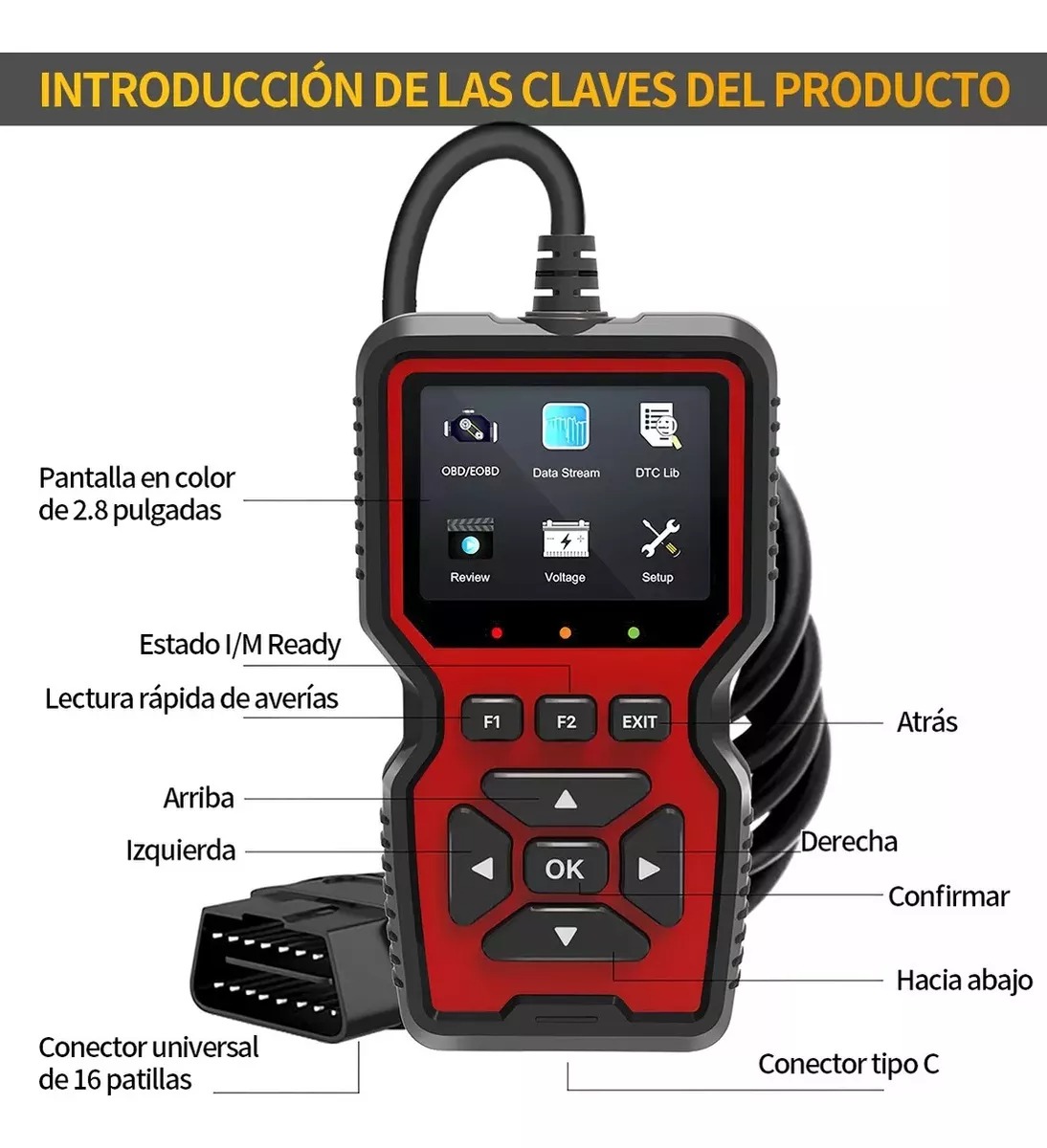 Escaner Automotriz V519 Obd2 Multifuncional 35901 Código.
