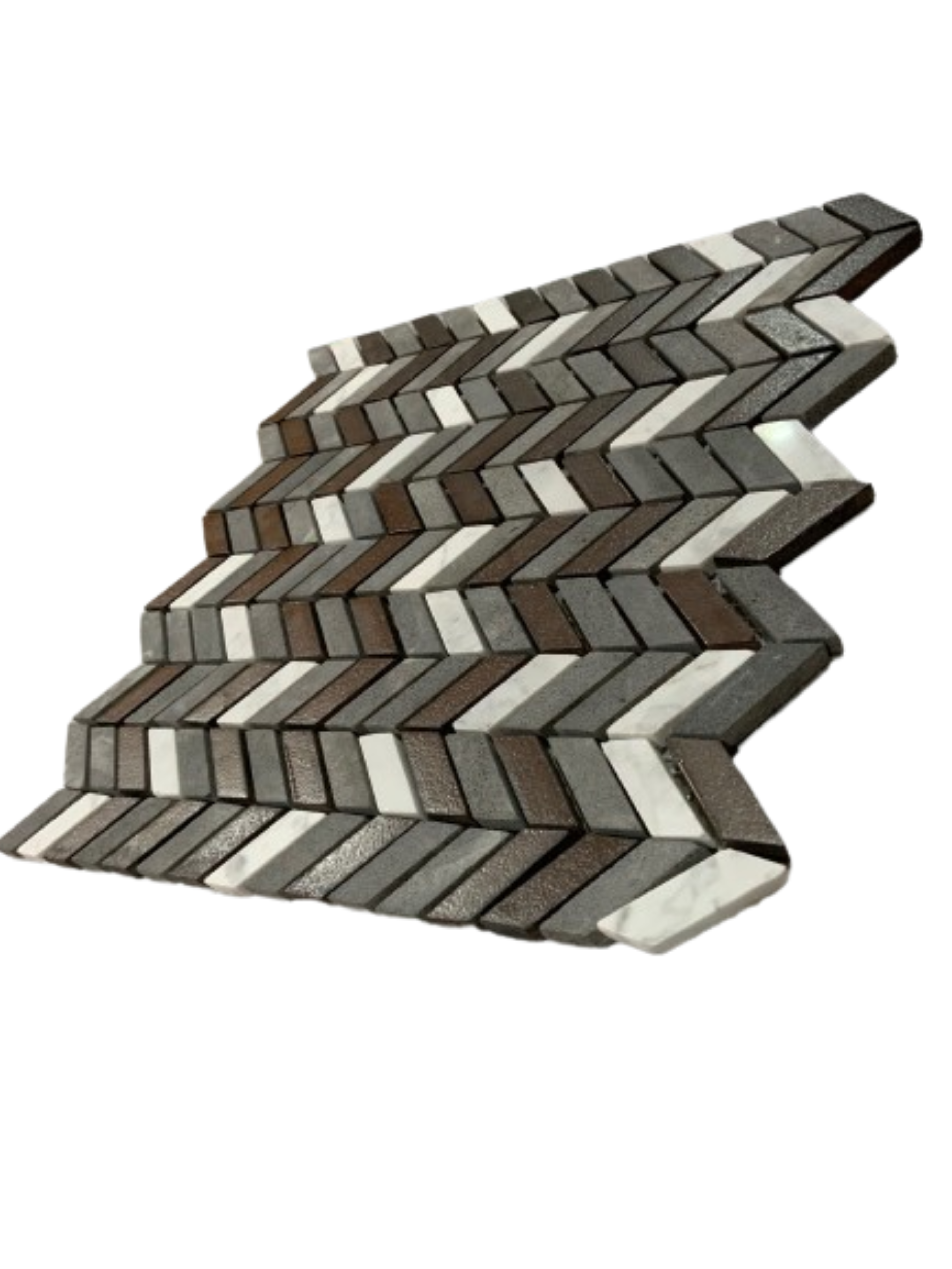 Mosaico Decorativo de Piedra Volcánica Combinado con Mármol Carrará ESP 30.5x30x0.08 cms Pack de 5 pza.