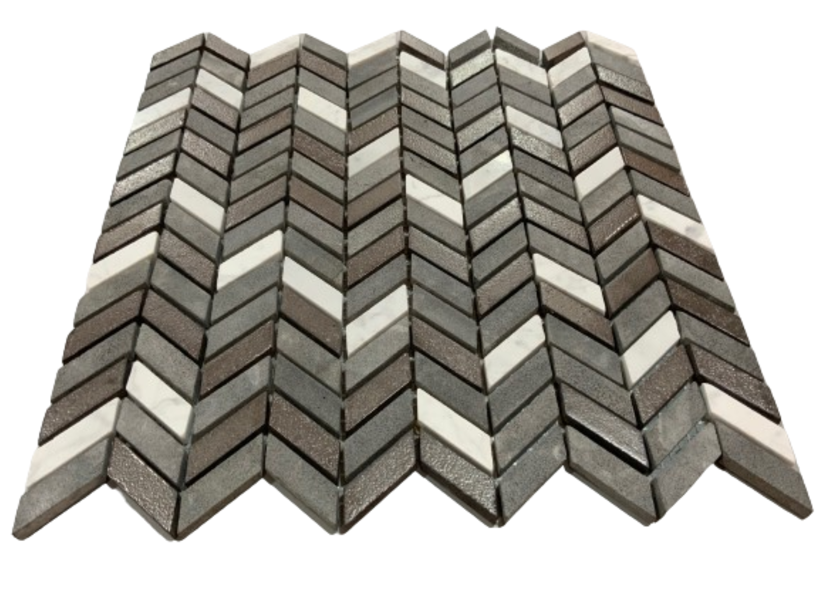 Mosaico Decorativo de Piedra Volcánica Combinado con Mármol Carrará ESP 30.5x30x0.08 cms Pack de 5 pza.