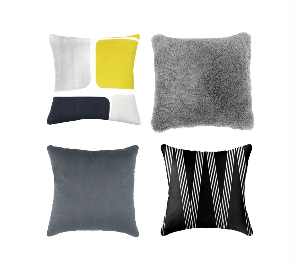 Set 4 Cojines Decorativo Gris Oscuro .