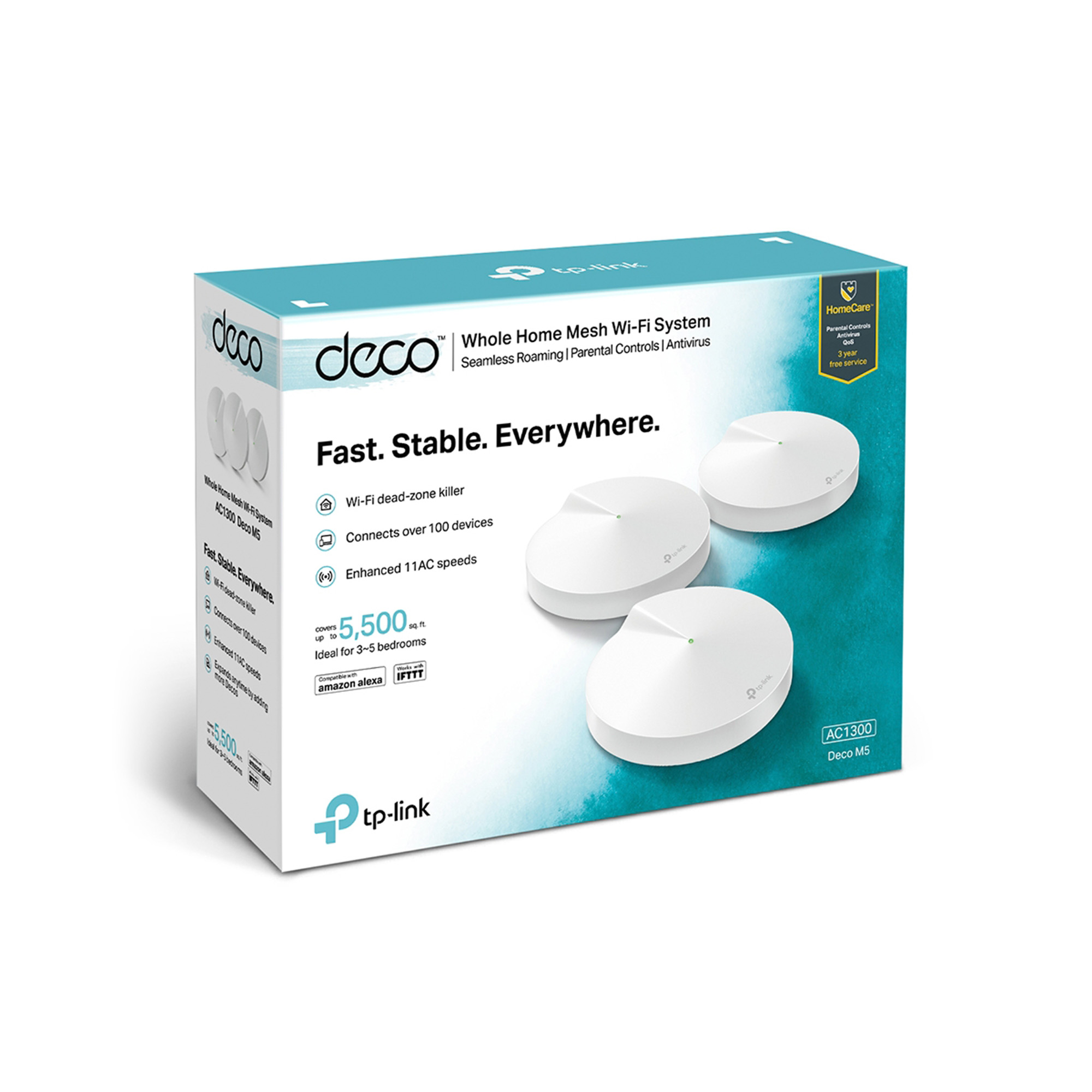 Sistema Wi-Fi Mesh TP-Link Deco M5 (3-pack), AC1300, de doble banda, Blanco.