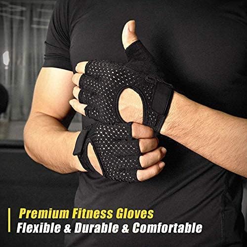 Guantes de gimnasia para hombres y mujeres entrenamiento deportivo Almohadillas de silicona transpirables con medio dedo Protección antideslizante para el levantamiento de pesas, flexiones, ciclismo.