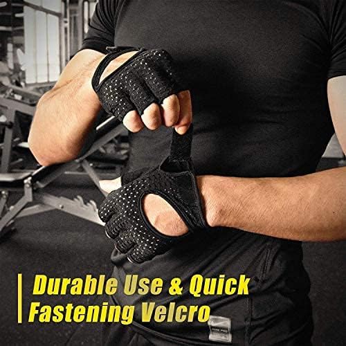 Guantes de gimnasia para hombres y mujeres entrenamiento deportivo Almohadillas de silicona transpirables con medio dedo Protección antideslizante para el levantamiento de pesas, flexiones, ciclismo.