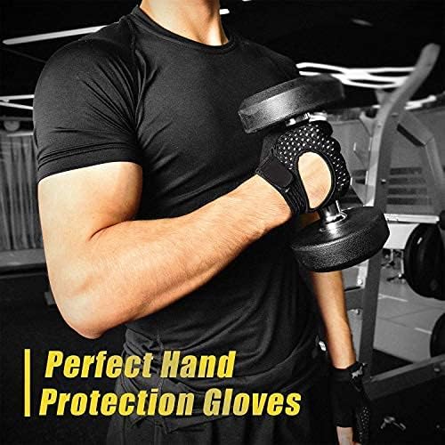Guantes de gimnasia para hombres y mujeres entrenamiento deportivo Almohadillas de silicona transpirables con medio dedo Protección antideslizante para el levantamiento de pesas, flexiones, ciclismo.