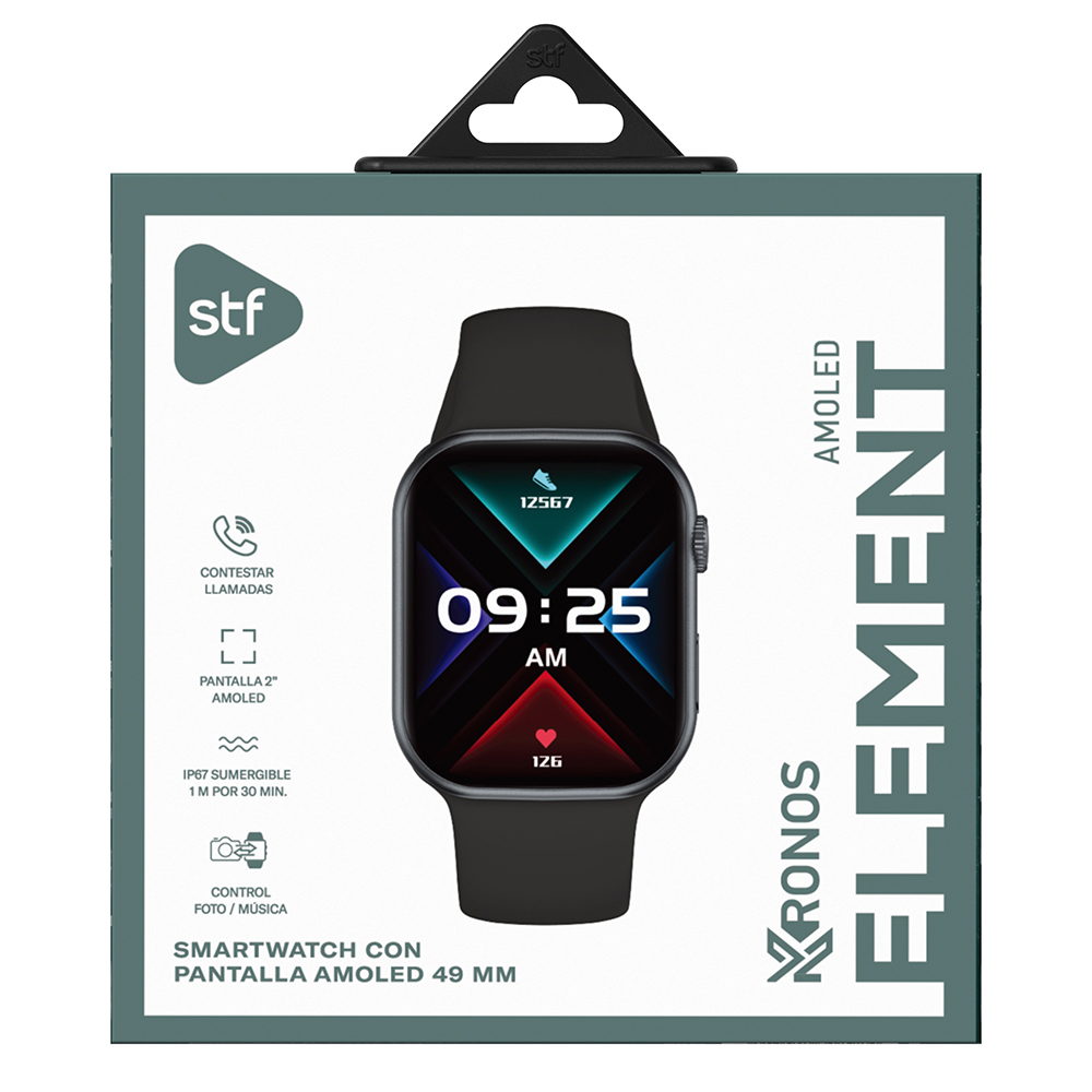 Smartwatch reloj inteligente Kronos Element Stf AMOLED Resistente al agua IP67.