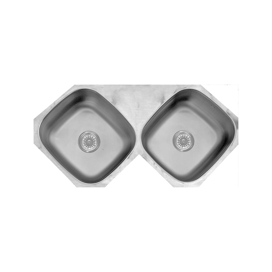 Tarja Doble Submontar en Esquina EB Técnica CSE110 Acero Inox Satinado.