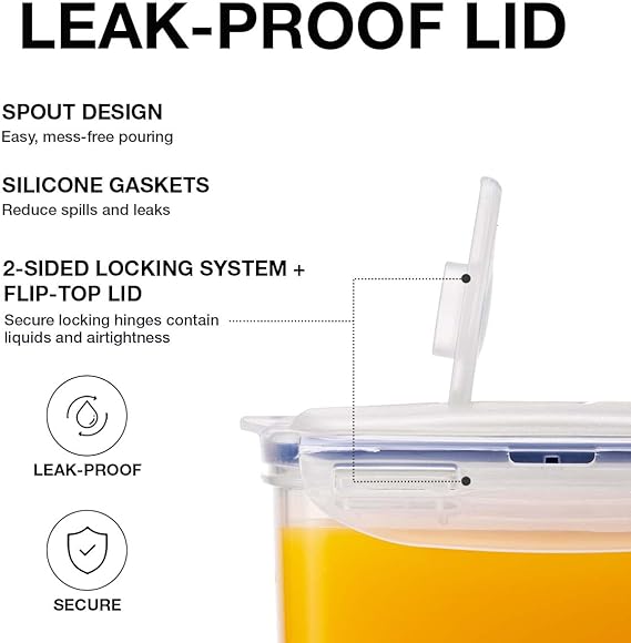 A LocknLock - Jarra de agua para puerta de nevera, con asa, sin BPA, con tapa superior abatible, perfecta para hacer tés y jugos, 3 cuartos de galón, transparente.