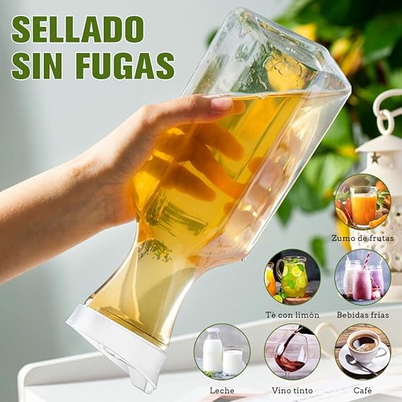 A BYHANG 2 PCS Jarras para Agua de 100 onzas,3 Litros Jarra de jugo,jarra de milk con cepillo de limpieza y etiquetas de calendario,para bebidas,leche,hacer té,jugo y bebidas frías(Blanco transparente.