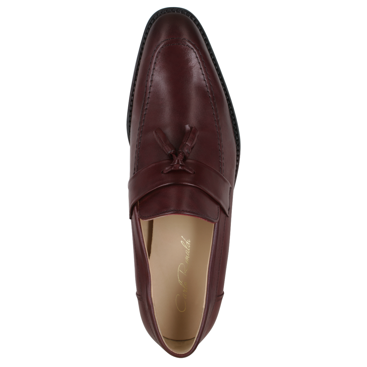 Mocasines Hombre Vestir Carlo Ronaldi 1095-B Becerro Vino Cuero Casual .