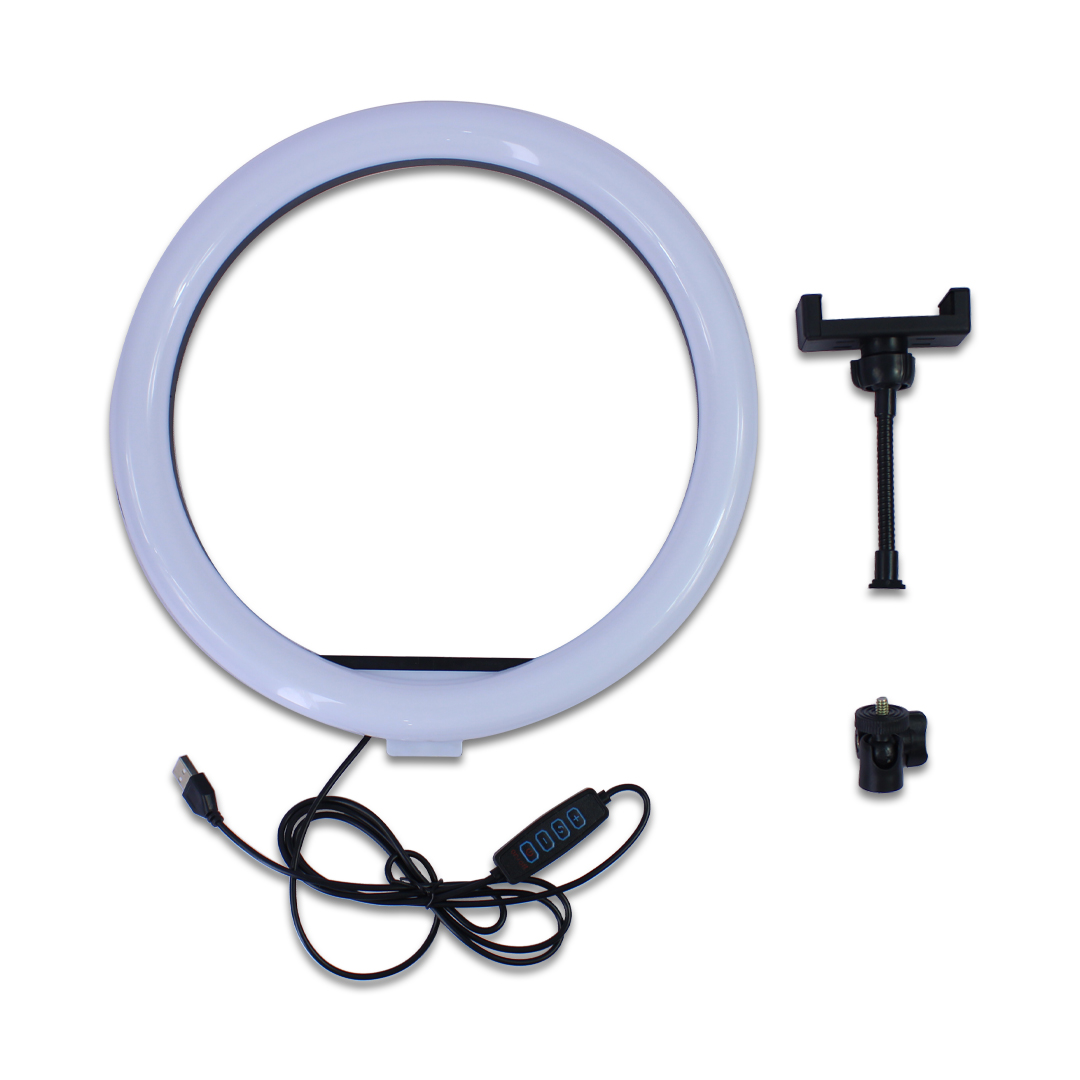 Aro de Luz Led 10 Pulgadas Con Tripie y Soporte Ajustable Para Dispositivos Moviles.