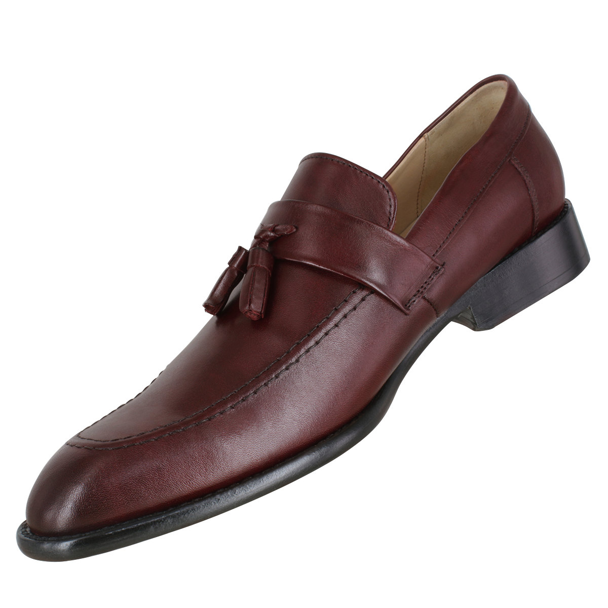 Mocasines Hombre Vestir Carlo Ronaldi 1095-B Becerro Vino Cuero Casual .