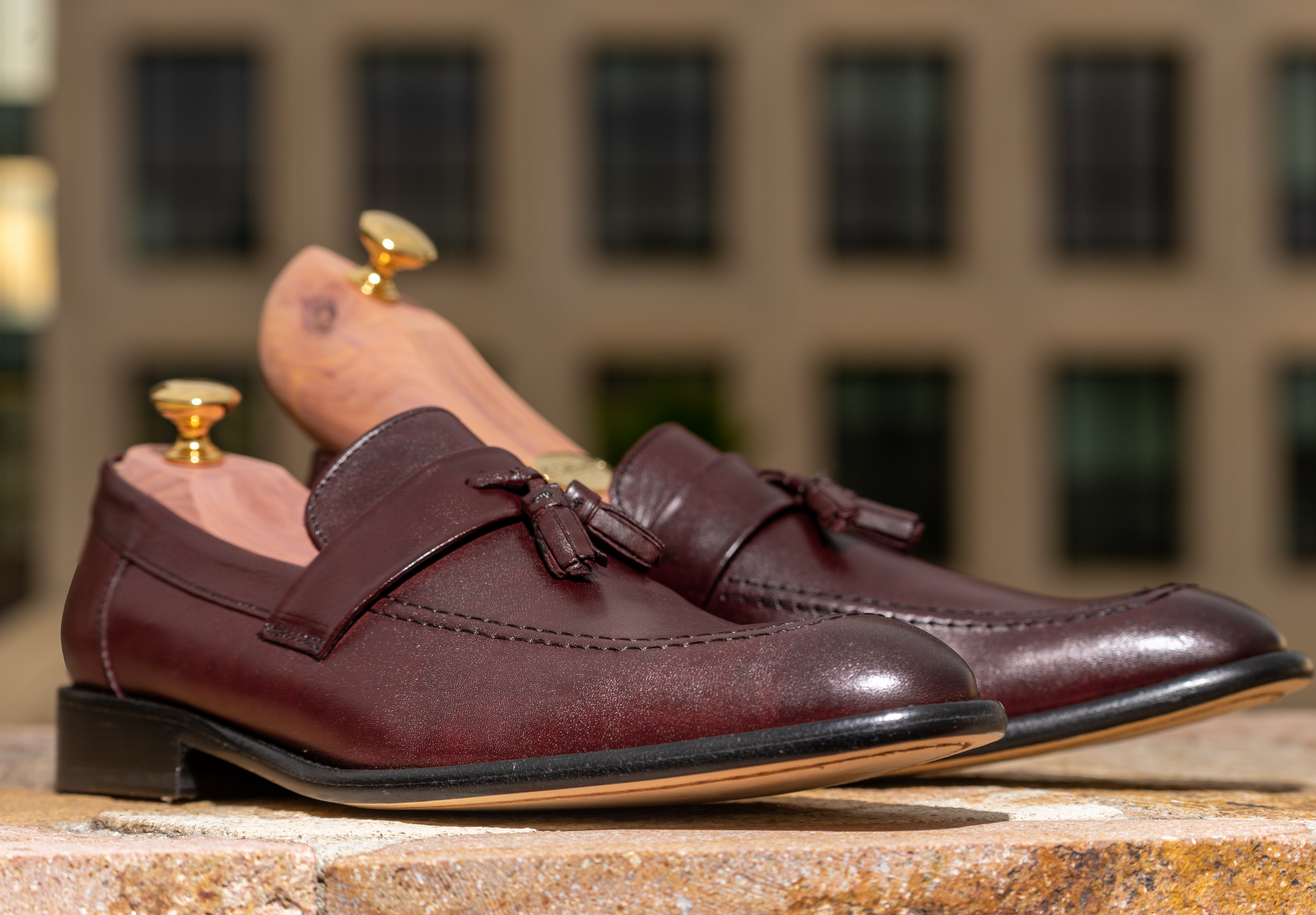Mocasines Hombre Vestir Carlo Ronaldi 1095-B Becerro Vino Cuero Casual .