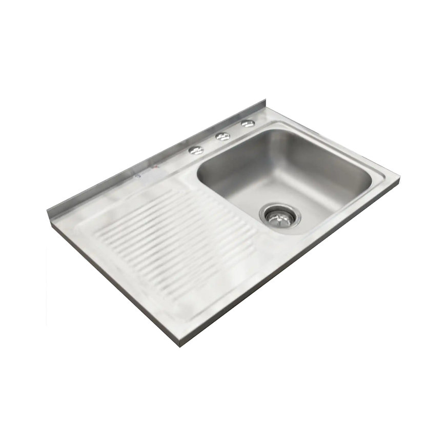 Tarja Sencilla Sobreponer EB Técnica MCM401 Acero Inox Satinado y Escurridor Izq.