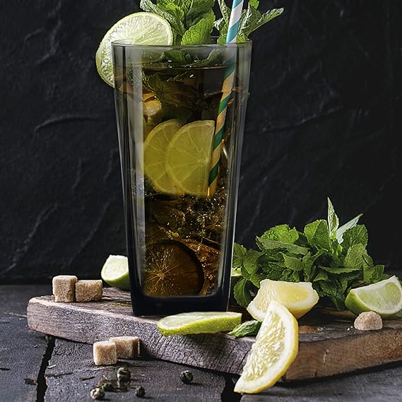 A Top-spring - Vaso de agua de plástico reutilizable de 20 onzas, vasos transparentes inastillables, sin BPA, juego de 6 (20 onzas, gris).