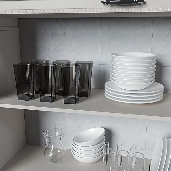 A Top-spring - Vaso de agua de plástico reutilizable de 20 onzas, vasos transparentes inastillables, sin BPA, juego de 6 (20 onzas, gris).
