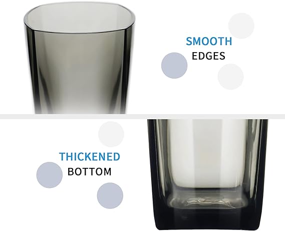 A Top-spring - Vaso de agua de plástico reutilizable de 20 onzas, vasos transparentes inastillables, sin BPA, juego de 6 (20 onzas, gris).