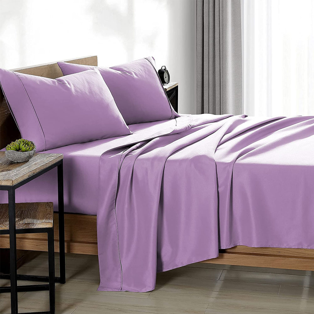 Juego de Sabanas Tacto Algodón Suaves y Duraderas Matrimonial Lila Kyuden Home.