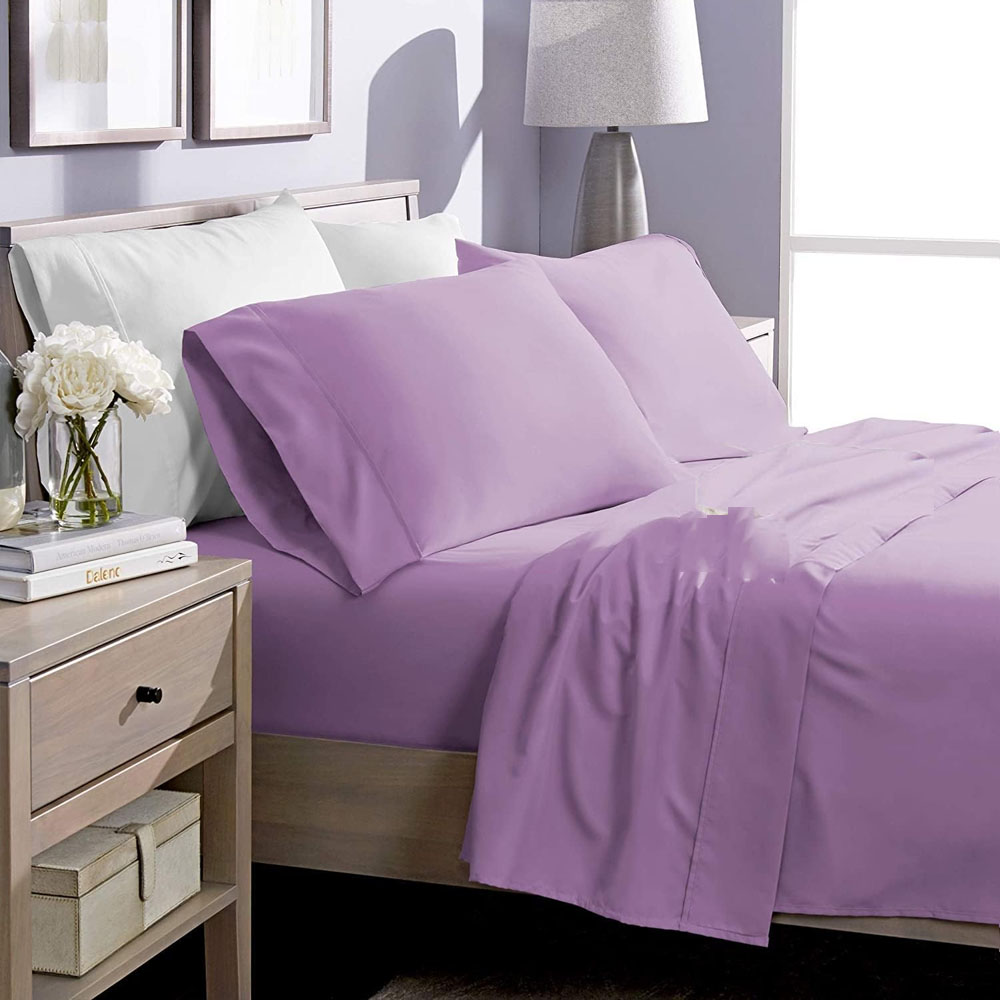 Juego de Sabanas Tacto Algodón Suaves y Duraderas Matrimonial Lila Kyuden Home.