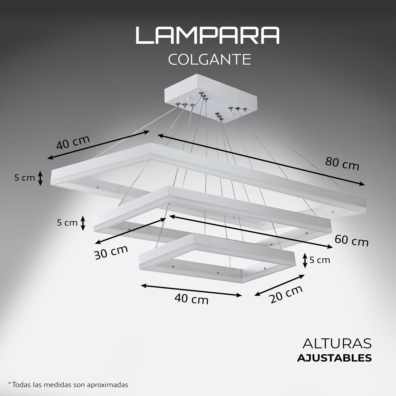 Candil Estela 3 Rectangulos Blancos.