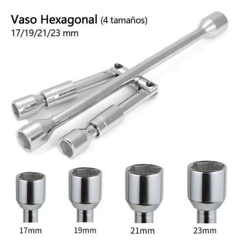 Llave Cruz Cruceta Reforzada Para Auto 17/19/21/23mm,kit3pcs.