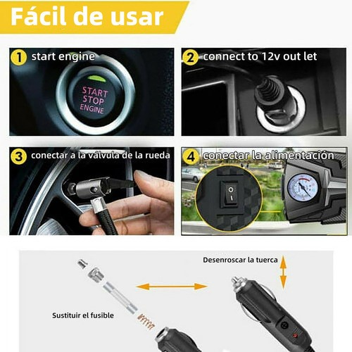 Compresor De Aire Inflador Llantas Bomba Portátil Electrico 12v 100psi Color Blanco.