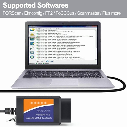 Escaner Automotriz Usb Elm327 Elmconfig Forscan Obd2 Windows.