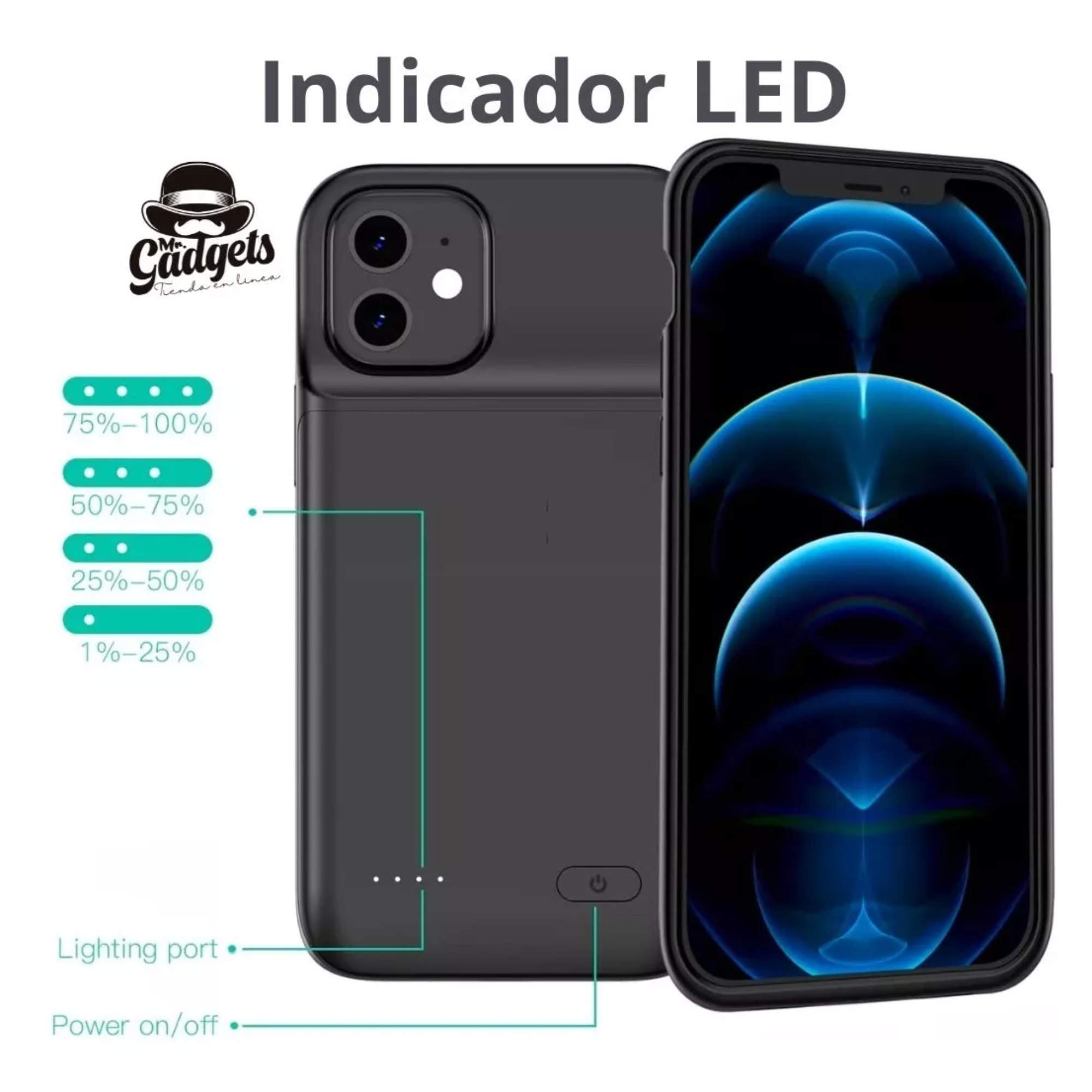 Funda Cargador Powerbank Para iPhone 6/7/8/SE 2022 6000mah