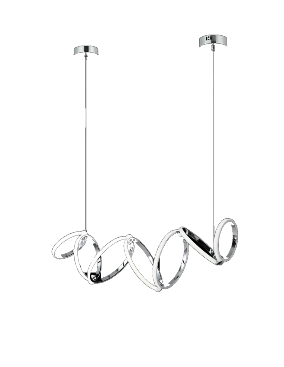 Lampara Colgante 7 Aros Plateado.