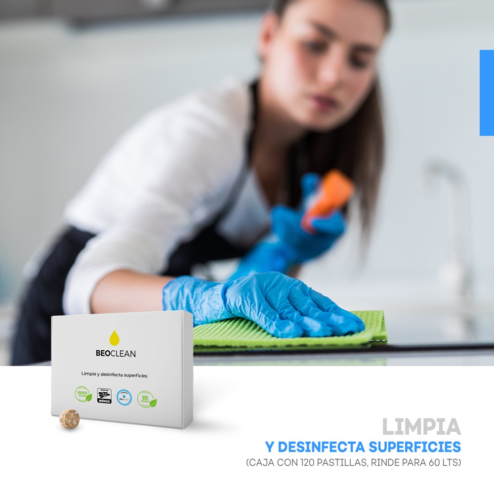 Limpiador y desinfectante de superficies, (caja con 120 pastillas rinde para 60 lts)