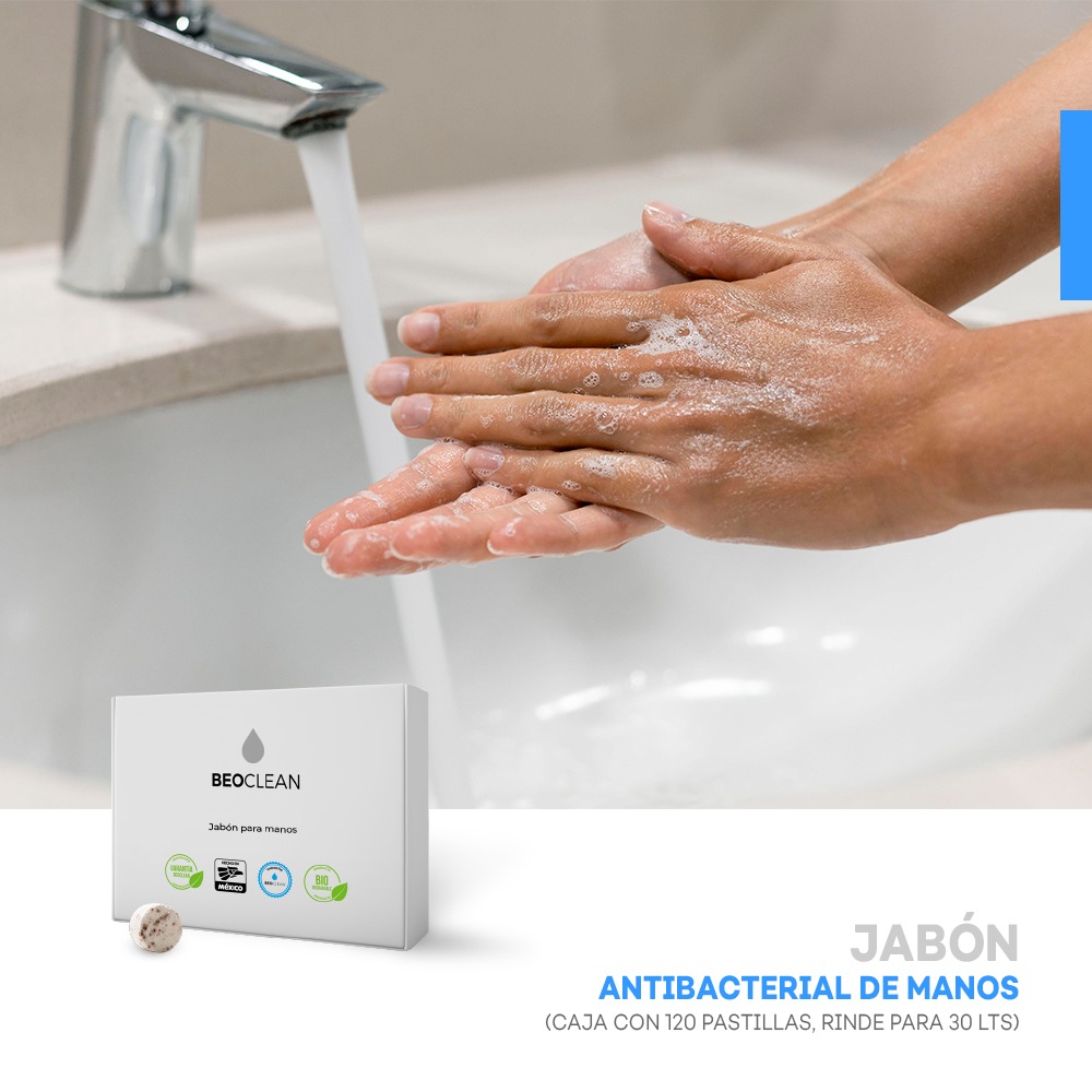 Jabón antibacterial de manos (caja con 120 pastillas, rinde para 30 lts)