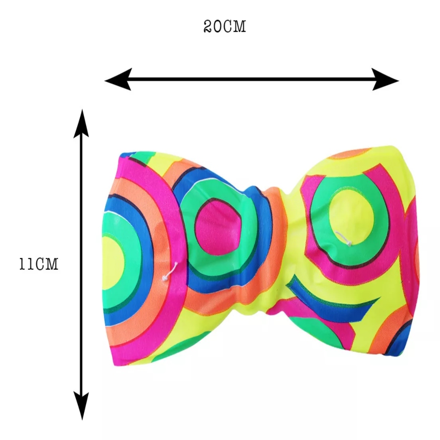 50 Moño Plástico Corbata Neón Grande Batucada Fiesta Boda.