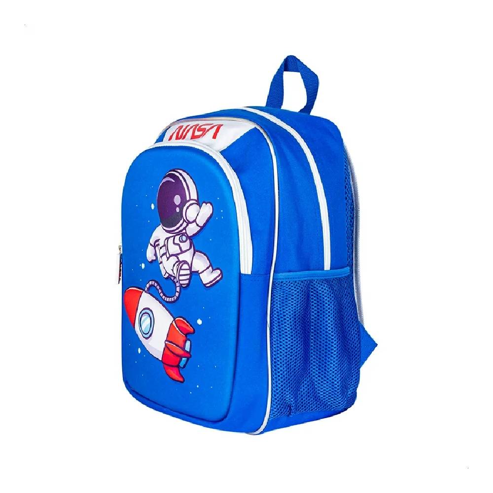 Mochila Escolar NASA NSBP13 Infantil Cohete Espacial 3D Azul.