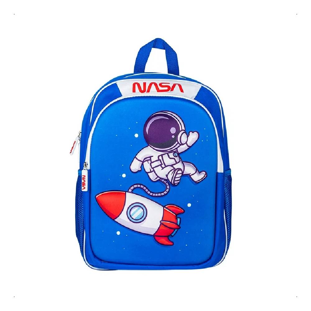 Mochila Escolar NASA NSBP13 Infantil Cohete Espacial 3D Azul.