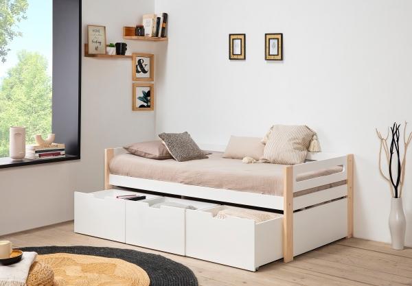 Cama Canguro Slyke Blanco y Madera - Kessa.