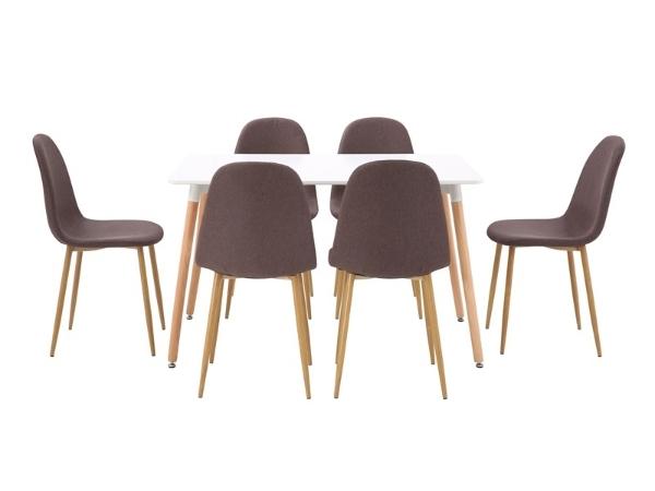 Mesa de comedor rectangular con 4 sillas Ski Gris y blanco - Kessa.