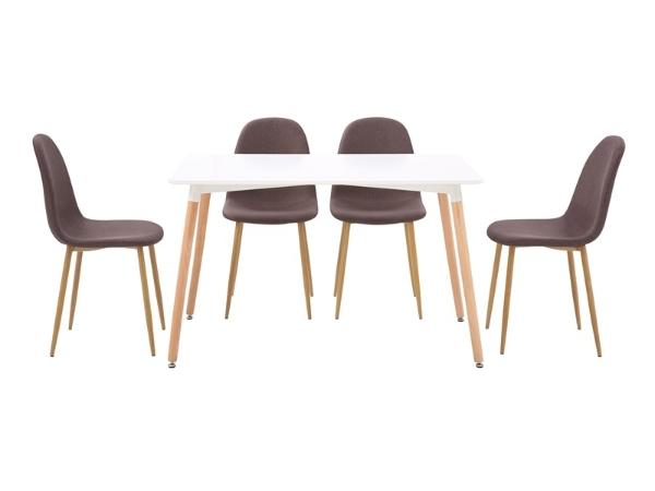 Mesa de comedor rectangular con 4 sillas Ski Gris y blanco - Kessa.