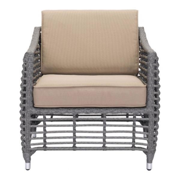 Silla Con Brazos Para Exterior Modelo Trek Beach - Gris con Blanco  - Kessa.