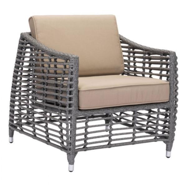 Silla Con Brazos Para Exterior Modelo Trek Beach - Gris con Blanco  - Kessa.