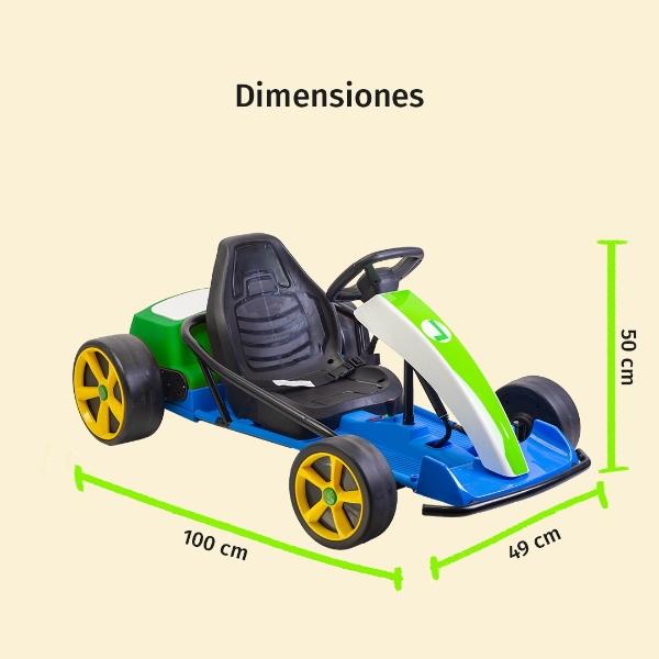 Montable Go Kart Eléctrico Aeiou Mario Bros Carro Drift 24v  Verde
