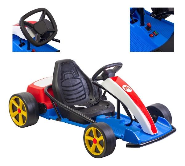 Montable Go Kart Eléctrico Aeiou Mario Bros Carro Drift 24v  Rojo