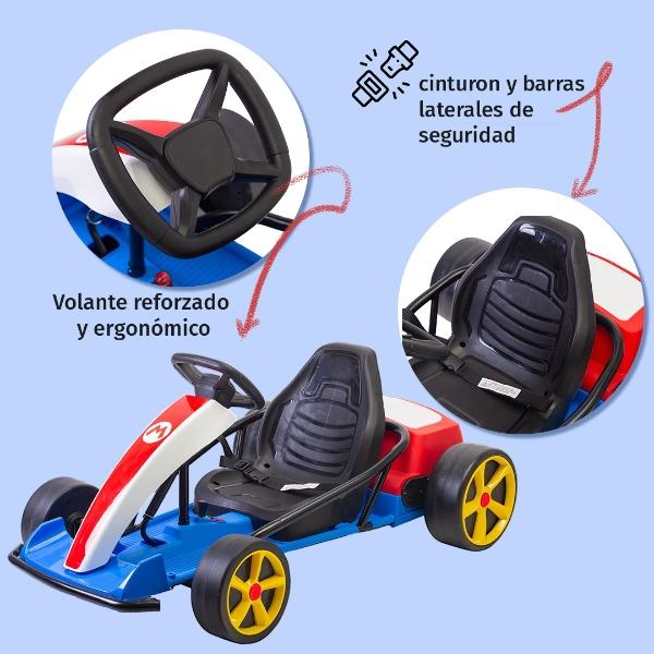 Montable Go Kart Eléctrico Aeiou Mario Bros Carro Drift 24v  Rojo