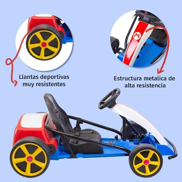 Montable Go Kart Eléctrico Aeiou Mario Bros Carro Drift 24v  Rojo