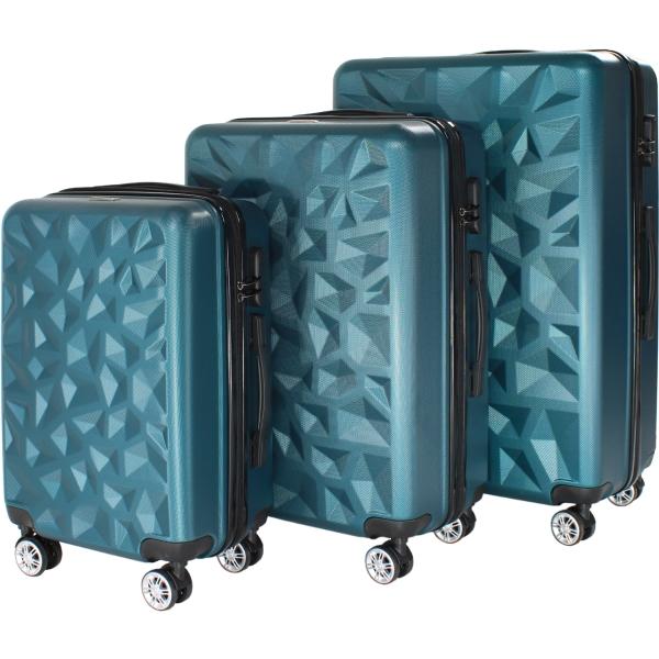 Set Juego 3 Maletas Rigidas Equipaje Viaje 4 Ruedas 360 Verde