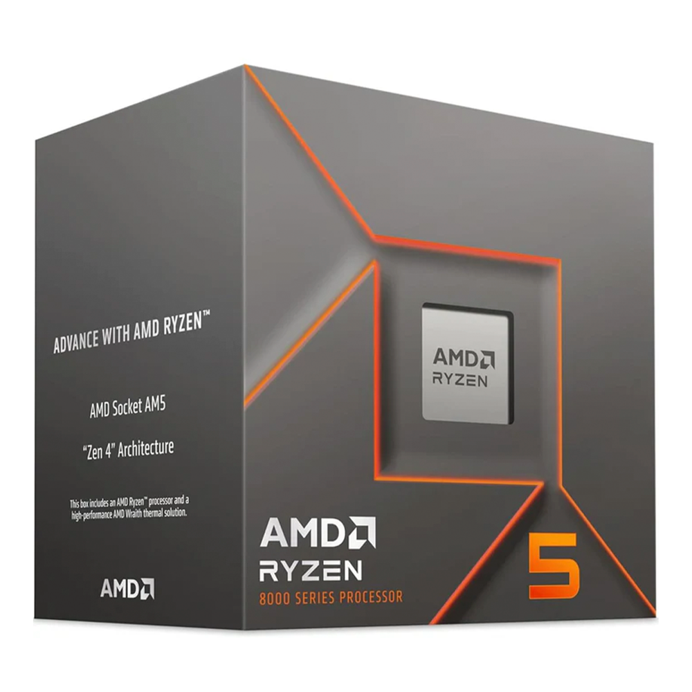 Procesador AMD Ryzen 5 8400F, AM5, 6 Núcleos, hasta 4.7 GHz, sin Gráficos, incluye Disipador.