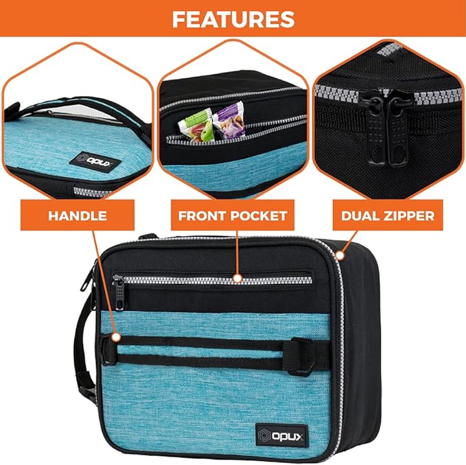 OPUX - Lonchera aislada para hombres y mujeres, adultos, bolsa de almuerzo compacta para niños, niñas, adolescentes, bolsa de almuerzo suave para el trabajo y la escuela, lonchera a prueba de fugas,.